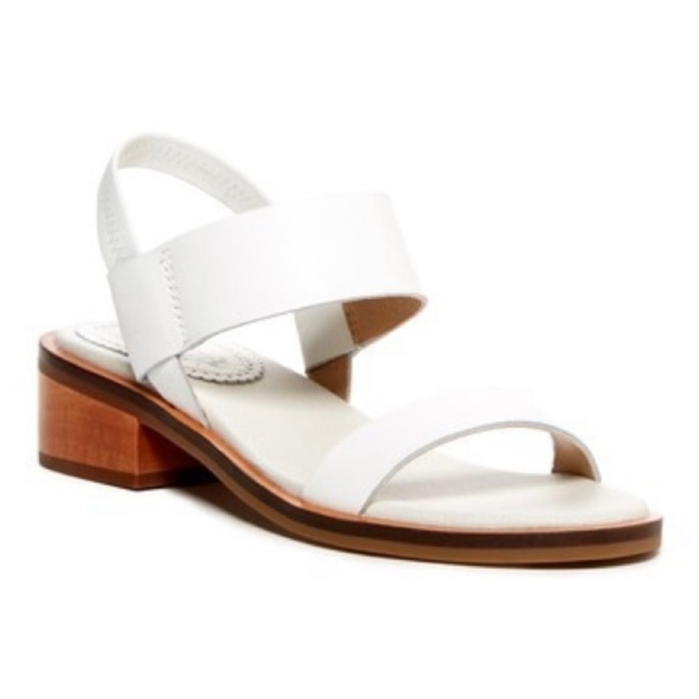 Latigo White Sandals with Brown Heel